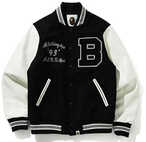 bape varsity jacket black